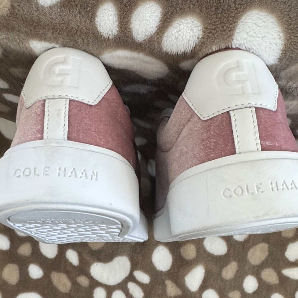 Cole Haan Pink Velvet Lace-Up Sneakers with White Accents - Picture 5 of 5